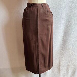 1940s 1950s Brown Gabardine Pencil Skirt 23 Waist